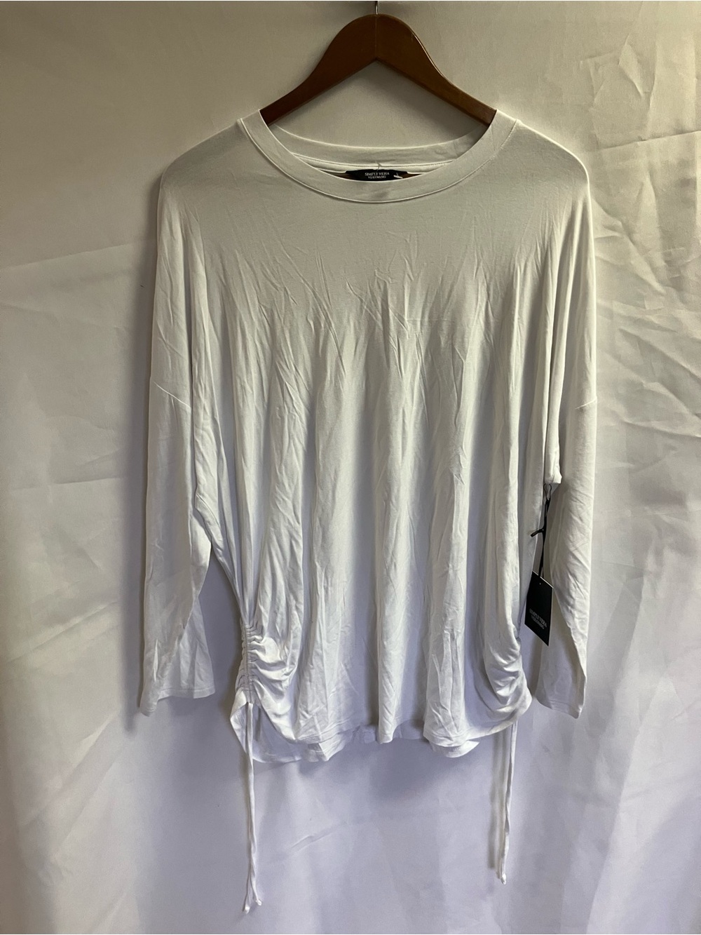 Simply Vera Vera Wang White Long Sleeve Tee with Drawstring